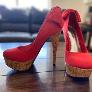 bebe red 4 inch heels